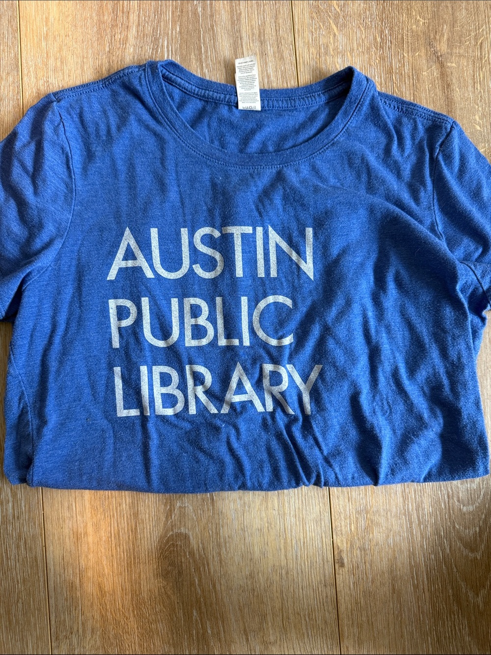 Austin Public Library Blue Graphic Tee. Fabulous blue color. Women’s size medium